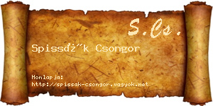 Spissák Csongor névjegykártya